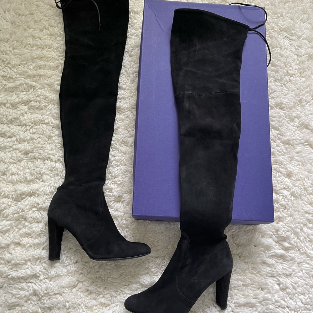 Stuart Weitzman Highland Boot Black Suede 9.5